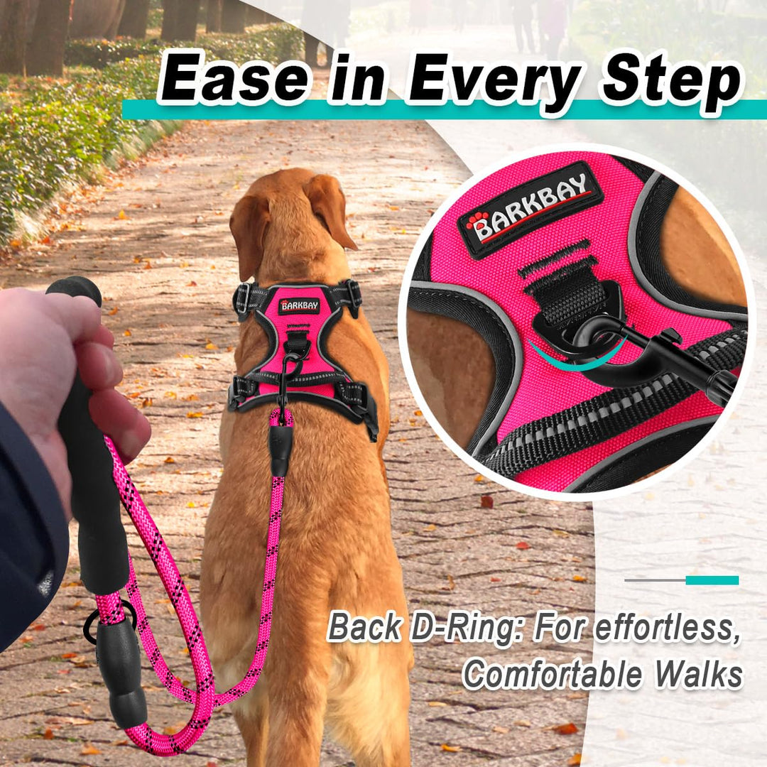 No Pull Pet Harness Dog Harness Adjustable Outdoor Pet Vest 3M Reflective Oxford Material Vest for PINK Dogs Easy Control for Small Medium Large Dogs (L)