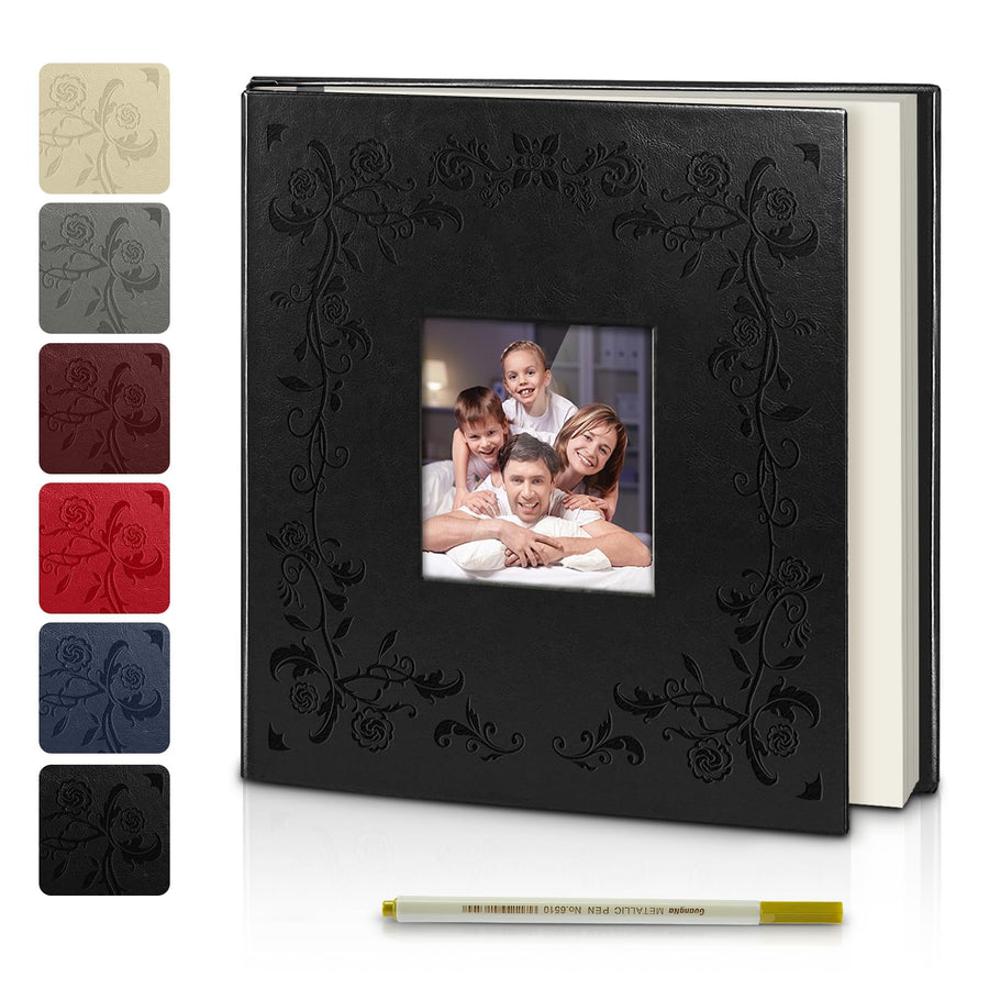 Photo Album for 4x6 Photos, Holds 300 Pockets Black Leather Window Cover Design Bookshelf Photo Albums Acid-Free Black Inner Page Pictures Photo Book for Family Wedding Baby Friend Pet