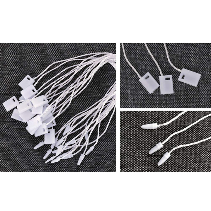 7 1000 Pcs Hang Tag Nylon White String Snap Lock Pin Loop Fastener Hook Ties White Hang Tag String with Push Locker String Snap Lock White Tag Strings