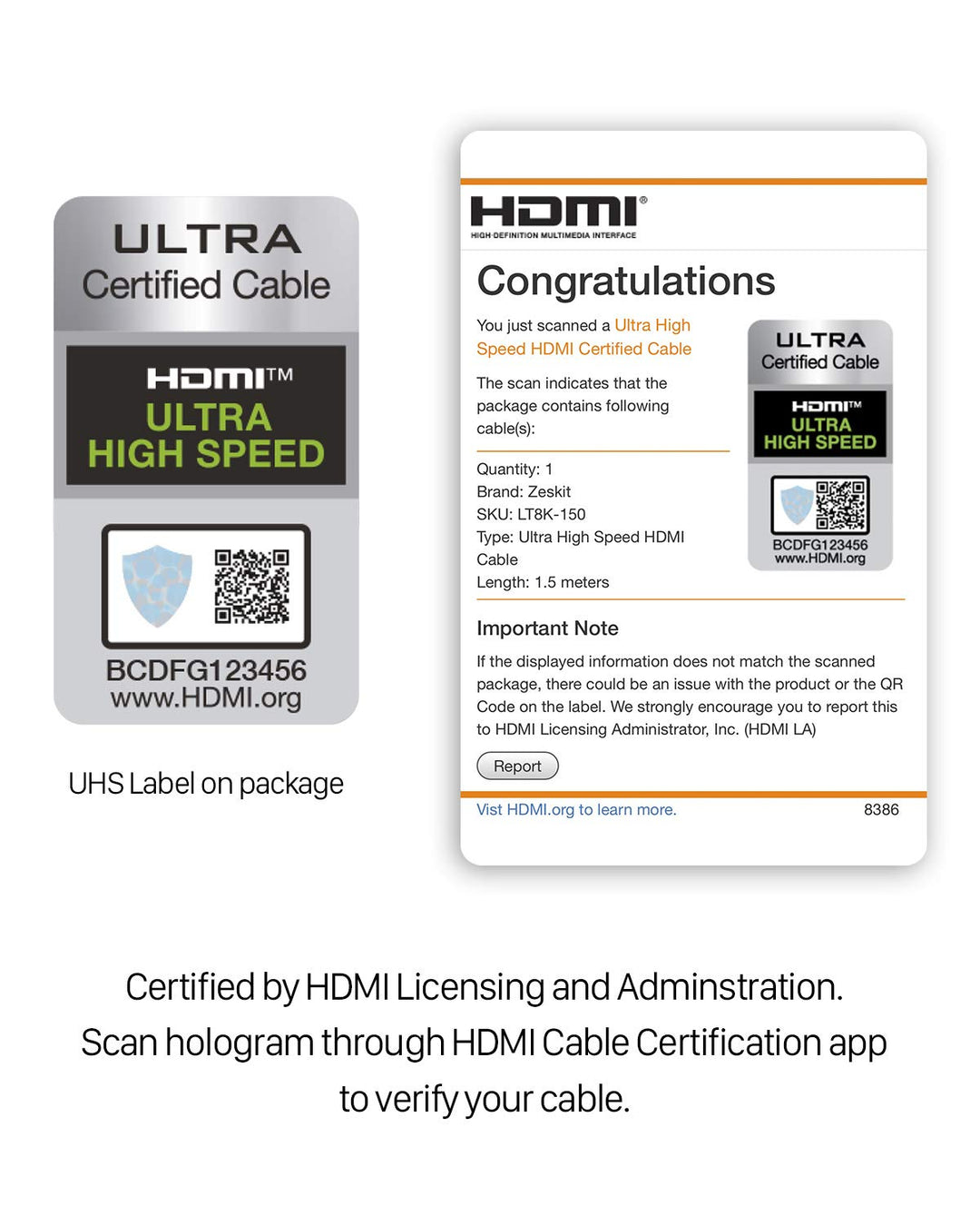 Zeskit Lite 48Gbps Slim Certified Ultra High Speed HDMI