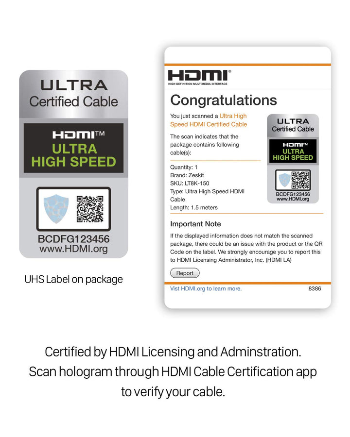Zeskit Lite 48Gbps Slim Certified Ultra High Speed HDMI