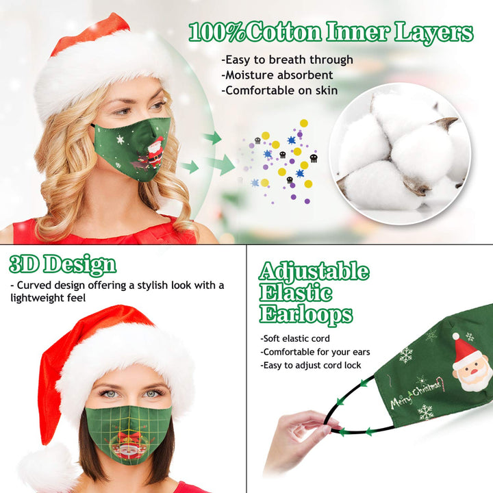 Christmas Face Mask Cotton Reusable Washable Adjustable