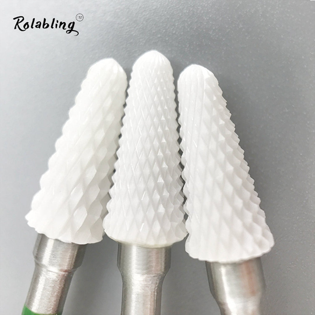 Ceramic Nail Drill Bit White Flame Nail Drill Bit for Electric Drill Manicure Machine Nail Salon Tool (Medium Blue)