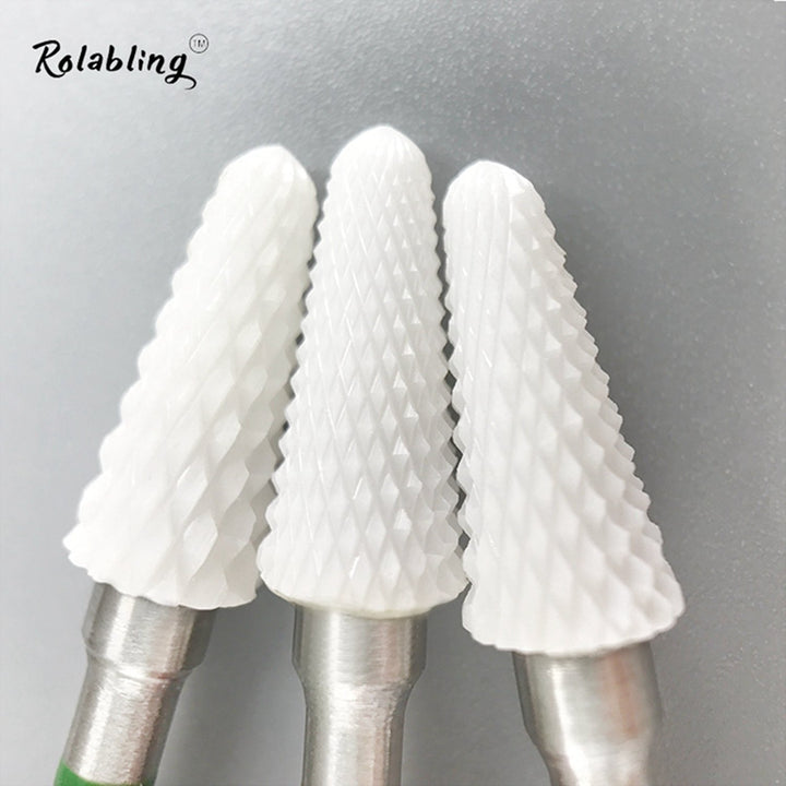 Ceramic Nail Drill Bit White Flame Nail Drill Bit for Electric Drill Manicure Machine Nail Salon Tool (Medium Blue)