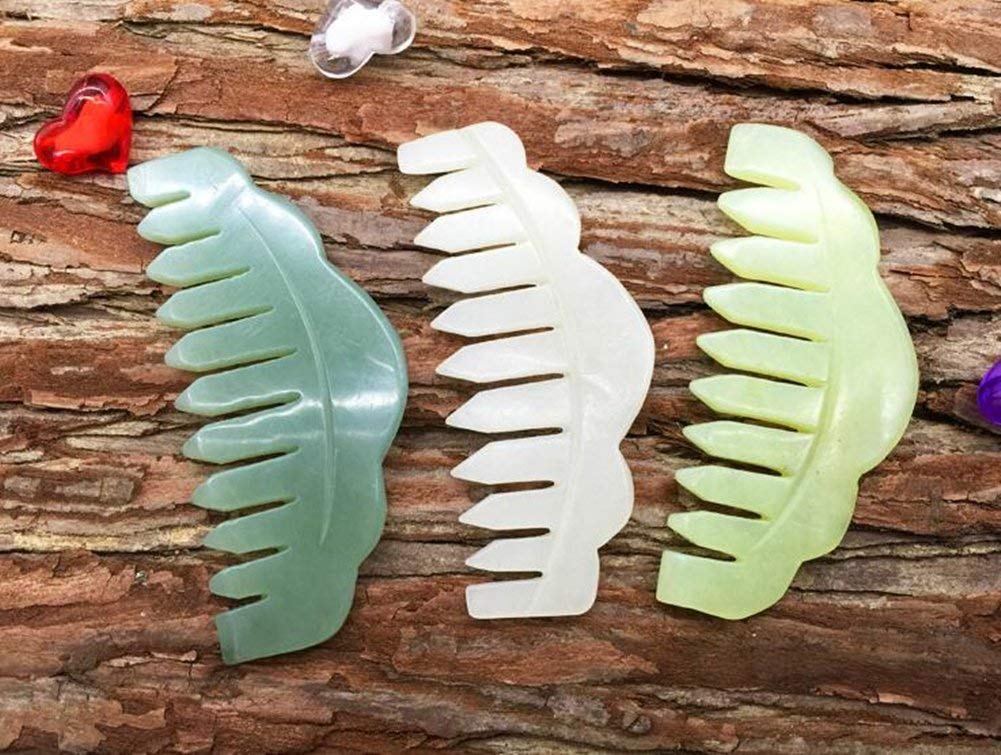 AIBER Jade Stone Head Therapy Massage Hair Comb Scalp Massager Pack of 2