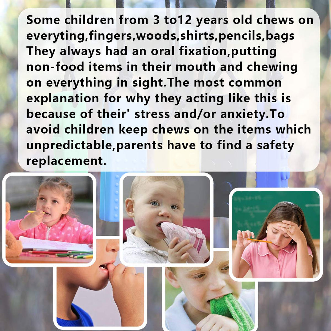 Chew Necklaces for Sensory Kids, 6 Pack Silicone Chewy 