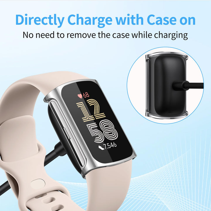 NANW 3-Pack Screen Protector Compatible with Fitbit Charge 6/5 (Not for Charge 4/3), TPU Rugged Bumper Case Cover All-Around Protective Plated Bumper Shell Accessories for Charge 6 5 Smartwatch