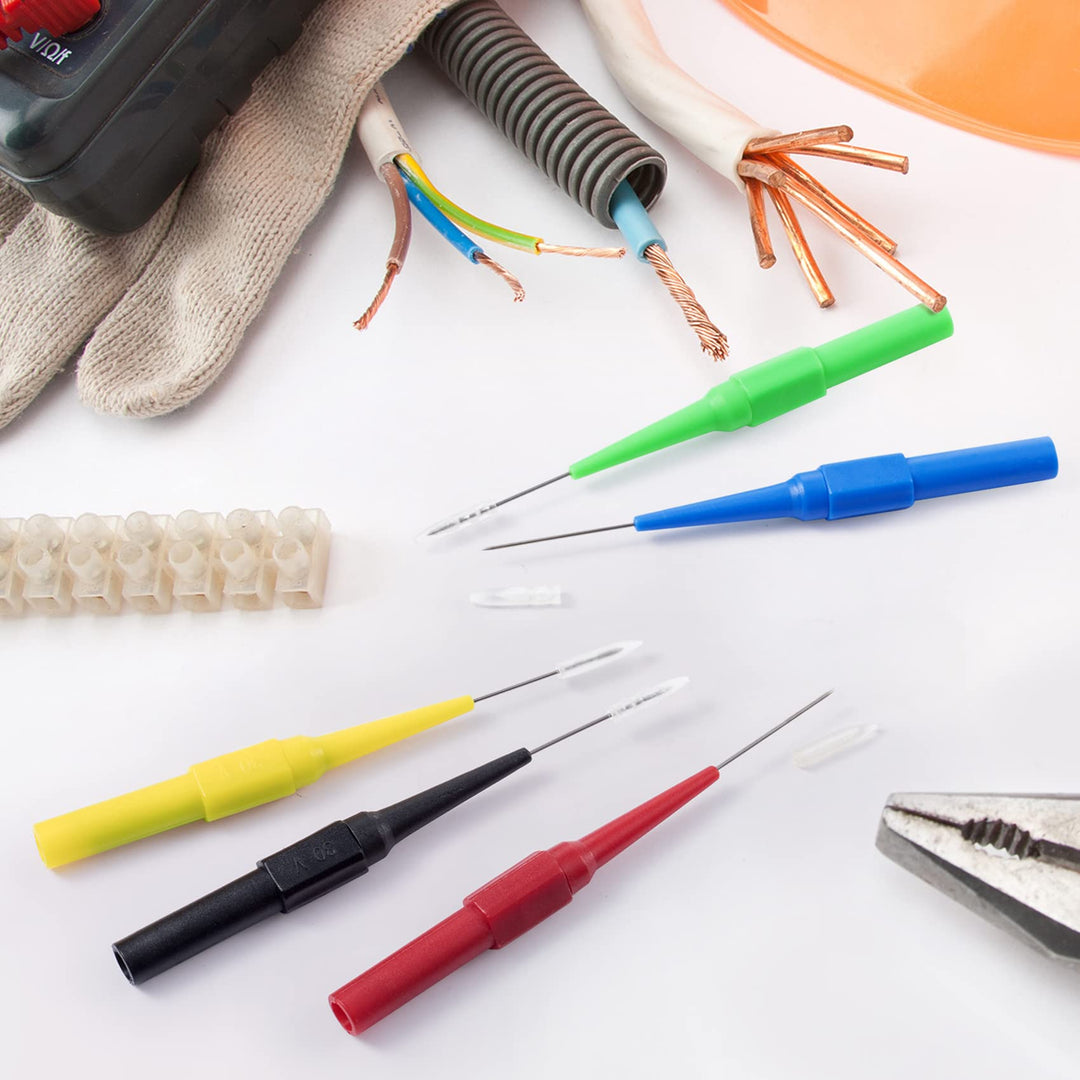 10 PCS 0.7mm Test Probe Pins, Non-Destructive Insulation Piercing Needle Testers, Stainless Steel Multimeter Probes for Banana Socket Plug, Car Test, Automotive Repairing