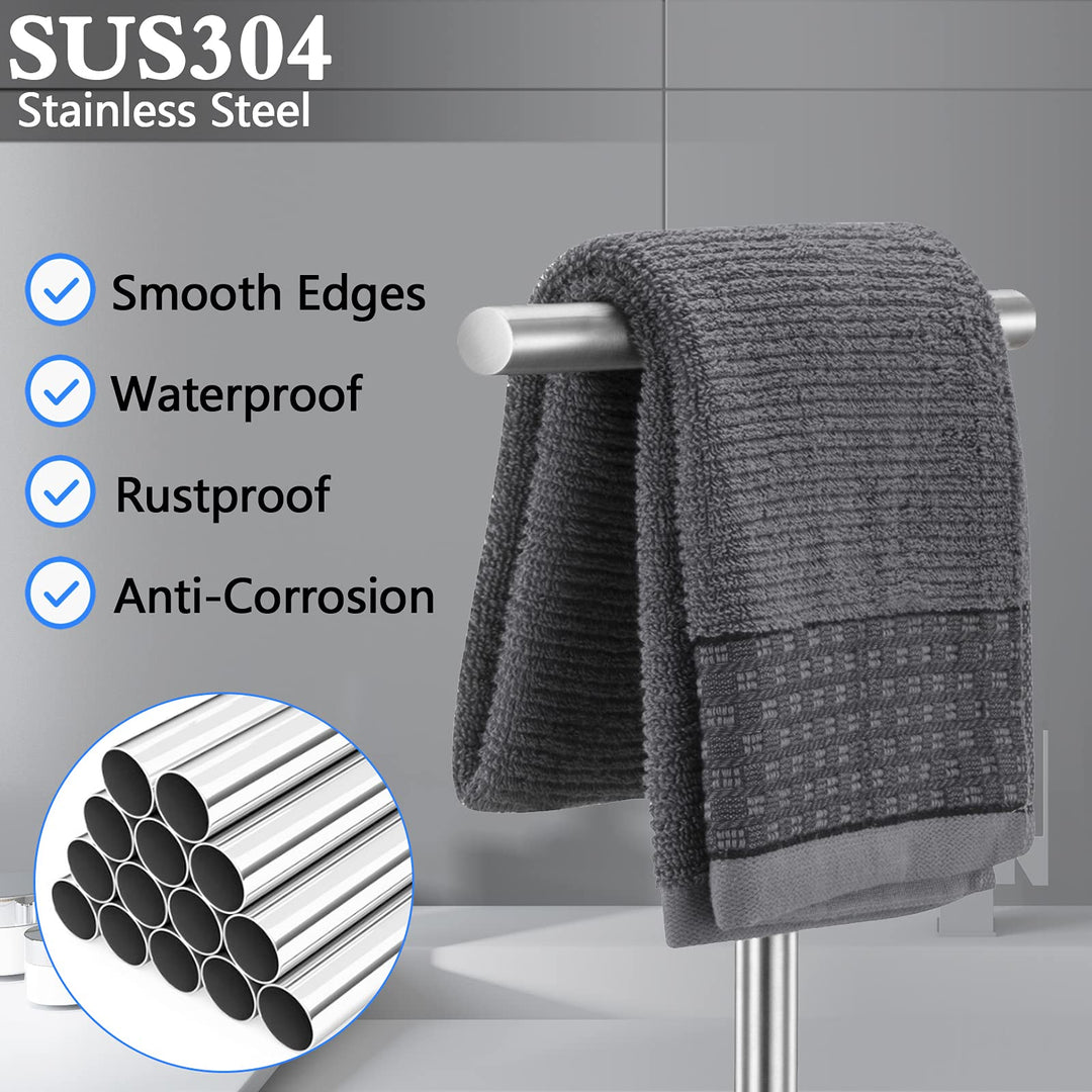 1 Pack Bath Hand Towel Holder Standing, SUS304 Stainless Steel Brushed Finish T-Shape Towel Bar Rack Stand, Tower Bar for Bathroom Kitchen Vanity Countertop