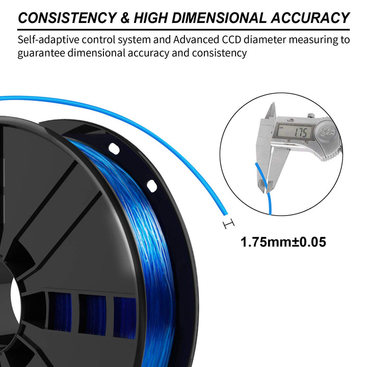 NOVAMAKER TPU Filament 1.75mm, Blue Flexible TPU 3D Printer Filament with 20g Cleaning Filament, 2.0lbs Spool, Dimensional Accuracy +/- 0.05mm, 95A Soft TPU Blue