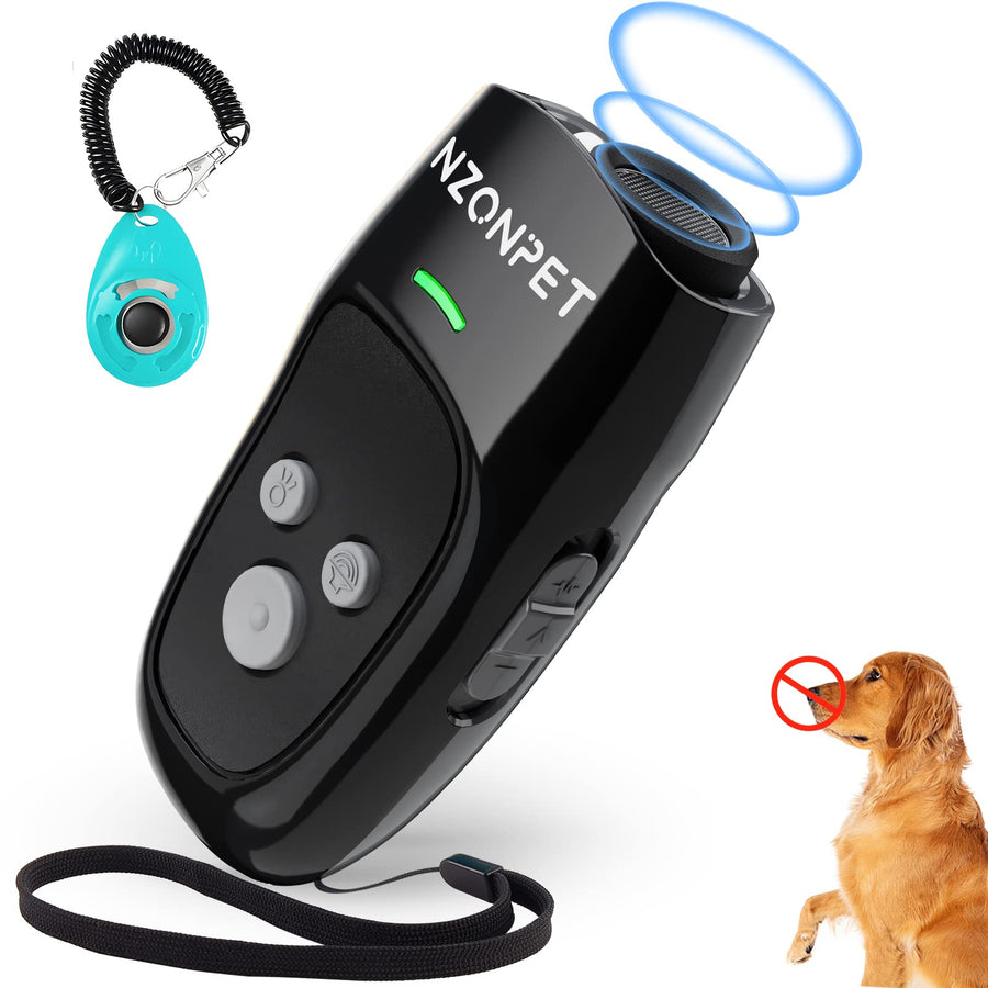 Anti Barking Device, Ultrasonic Dog Barking Deterrent Devices, Rechargeable 3 Frequency Bark Control Device Effective Control Range of 16.4 Ft with LED Flashlight and Wrist Strap(Black)