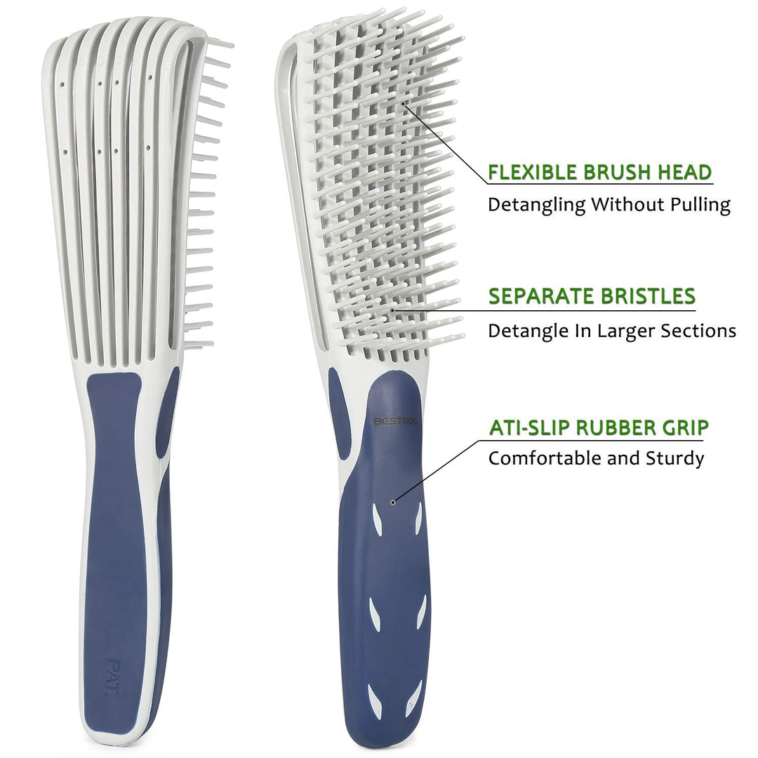 Detangling Brush for Curly and Natural Black Hair, Afro 3/4abc Texture, Faster and Easier Detangling of Wet or Dry Hair with No Pain (Blue)