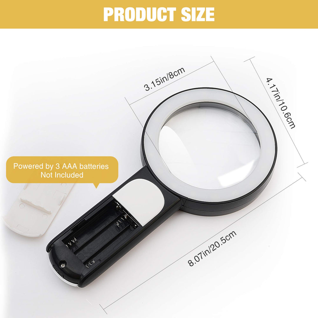 JMH Magnifying Glass with Light, 30X Handheld Large 18L