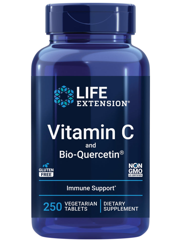 Vitamin C &amp; Bio-Quercetin Phytosome – Vitamin C Plus Ultra-Absorbable Quercetin for Immune Support – Gluten-Free, Non-GMO, Vegetarian – 250 Vegetarian Tablets