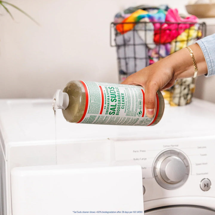 Dr. Bronner&#39;s - Sal Suds Biodegradable Cleaner (32 oz, 2-pack) - All-Purpose Cleaner, Pine Cleaner for Floors, Laundry and Dishes, Concentrated, Cuts Grease and Dirt, Powerful Cleaner