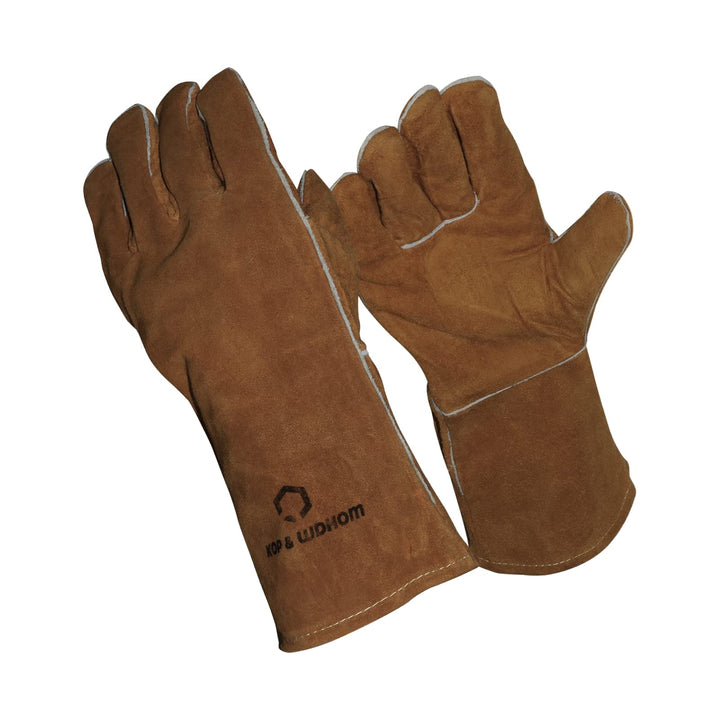 KOP&amp;WDHOM Welding Gloves 14 Heat &amp; Wear Resistant Lined Premium Leather&amp;Fireproof Stitching Heat Resistant for Fireplace/Welders/BBQ/Gardening Gloves