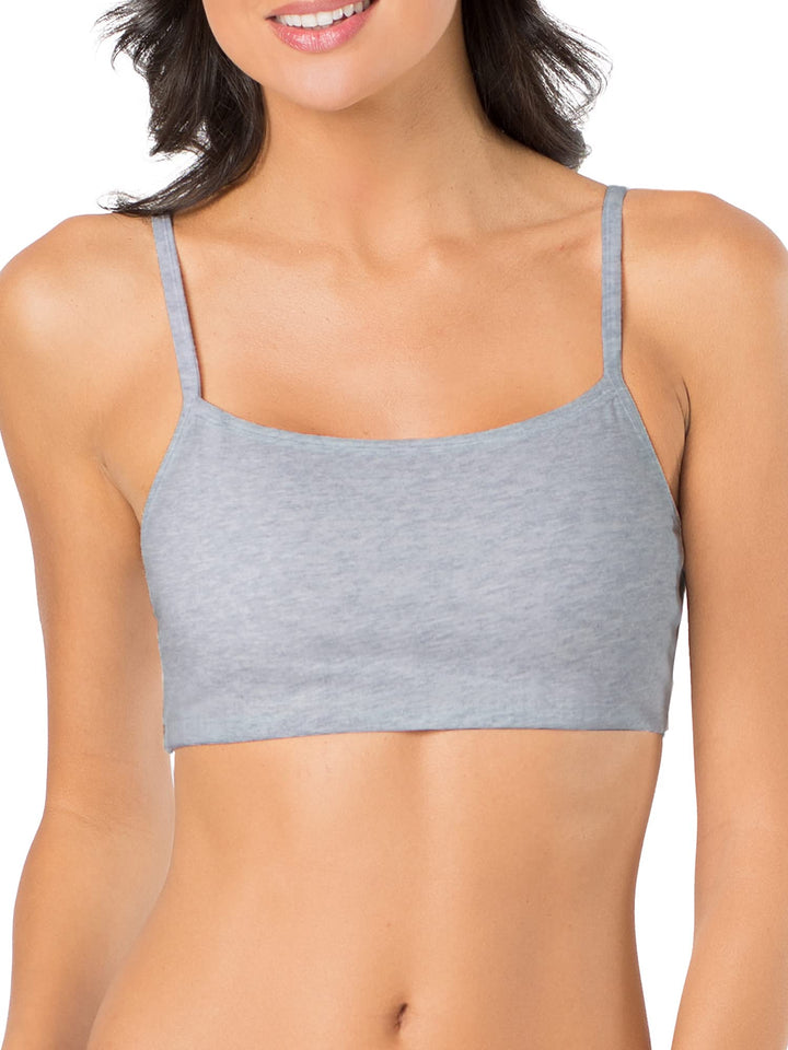 Women&#39;s Spaghetti Strap Cotton Pullover Sports Bra, Black/White/White/Heather Grey 4-Pack, 36