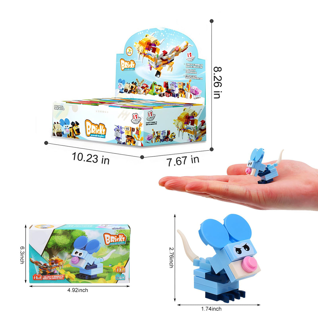Party Favors for Kids Goodie Bags,12PCS Mini Building Blocks Animal, Building Sets Stem Toys, Assorted Building Blocks Sets for Birthday Party Gift,Goodie Bags, Prize,Cake Topper