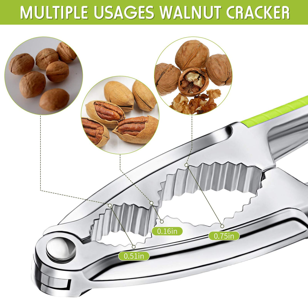 2 Pieces Walnut Cracker Tools Walnut Nutcrackers Metal Nut Shell Openers Nut Shell Breakers Crackers Kitchen Tools with Non-slip Handle for Pecans Hazelnuts Pistachio (Green)