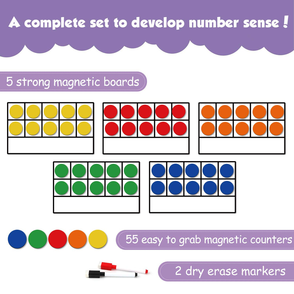 Torlam Magnetic Ten-Frame Set - Math Manipulative for E