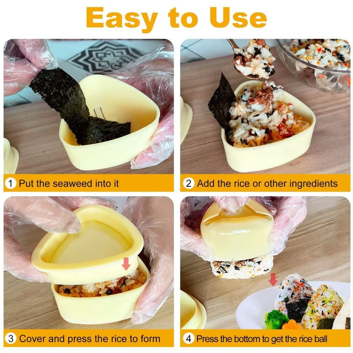 Onigiri Mold, 3 Pack Rice Mold Musubi Maker Kit, Musubi Maker Press, Classic Triangle Rice Ball Mold Maker Sushi Mold for Kid Lunch Bento, Home DIY