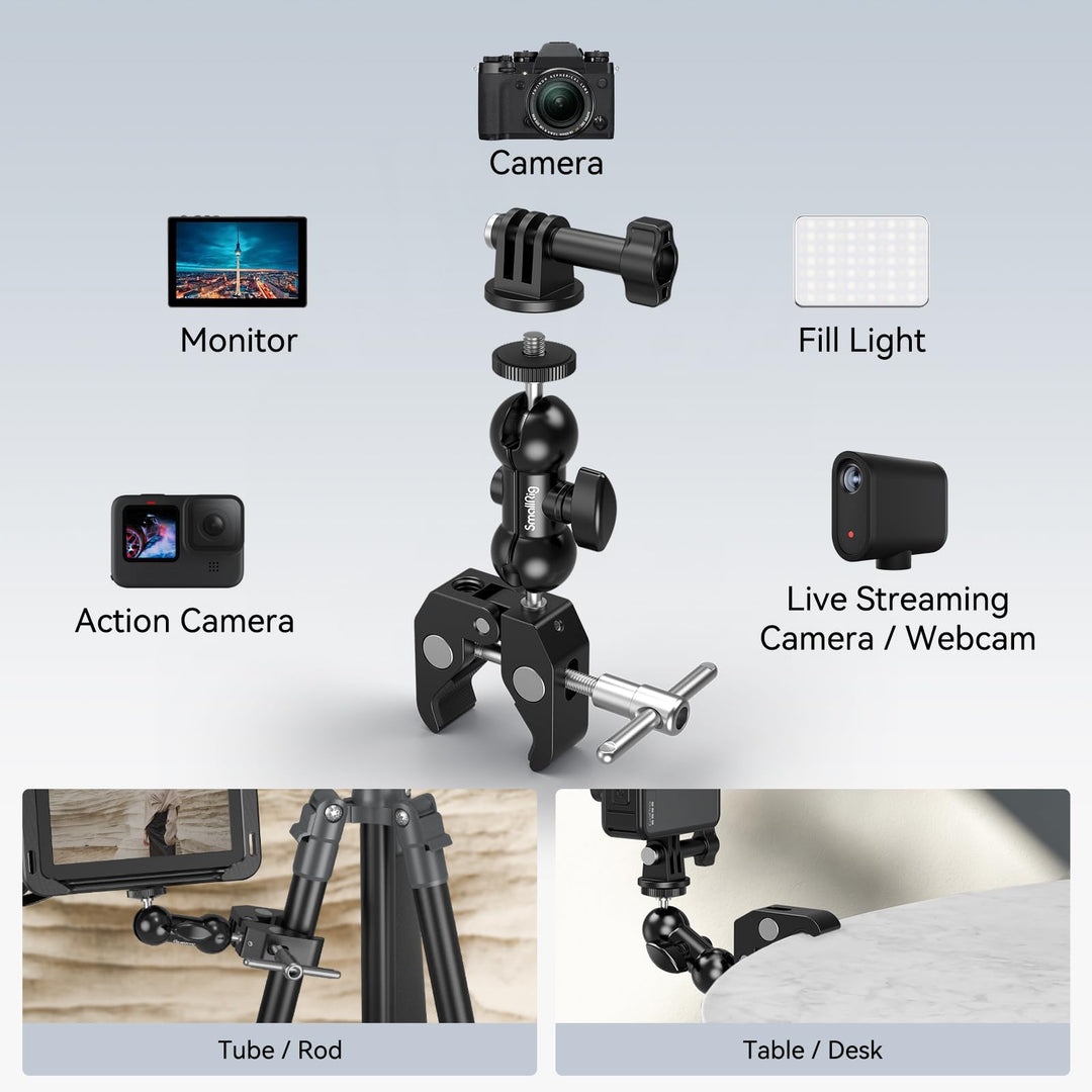 SMALLRIG Super Camera Clamp Mount, Double Ball Head Mag