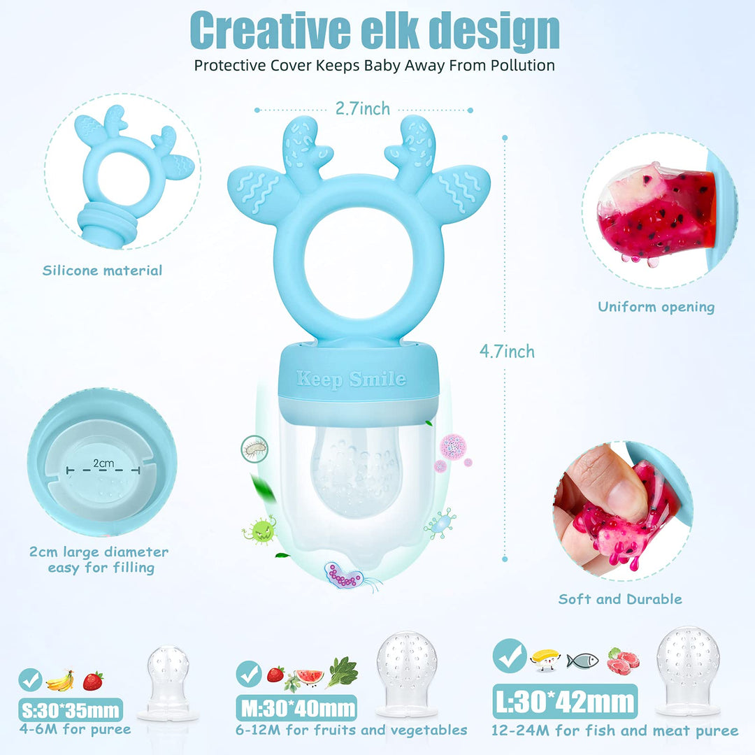 SHARE&CARE Fresh Food Feeder Pacifier Includes 3 Sizes Replaceable Silicone Pouches Food Grade Silicone Fresh Fruit Feeders (Purple)