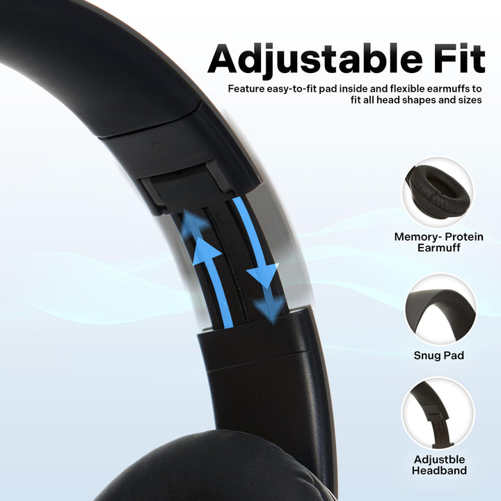 Bluetooth Headphones Over Ear, Wireless and Wired Foldable Headset Built-in Microphone, FM, Micro SD Card Slot - (Stealth) Adults Kids Men Women - Audifonos Auriculares Inalambricos