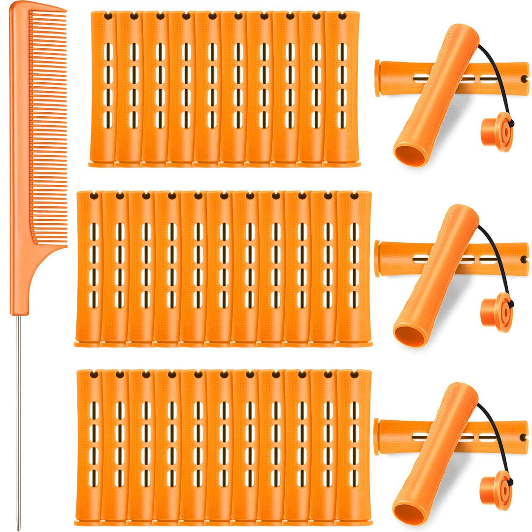 36 Pieces Cold Wave Rod Hair Perm Rods Hair Rollers Perming Rods Curlers with Steel Rat Tail Comb for Hairdressing Styling