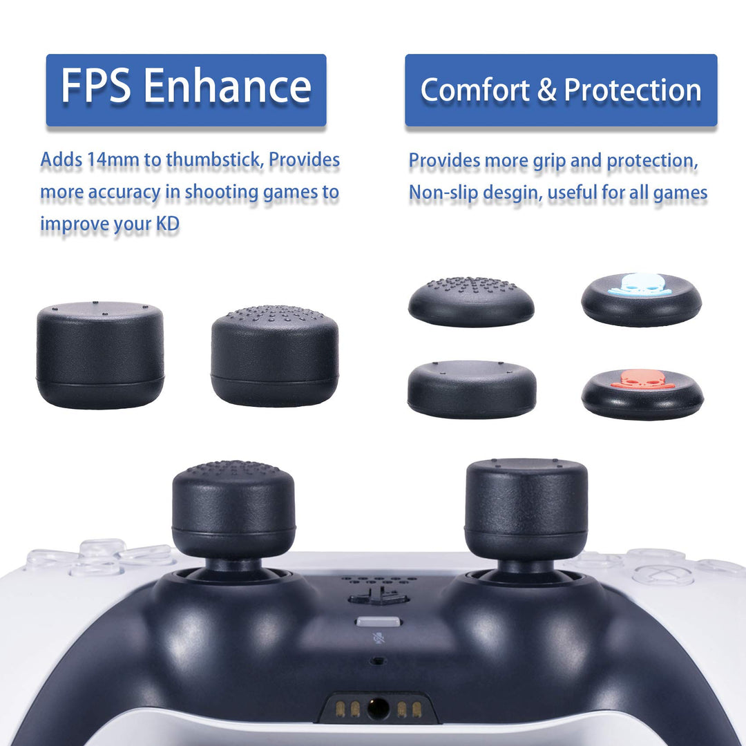 9CDeer 2 Pieces of Silicone Transfer Print Protective Cover Skin + 10 Thumb Grips for Playstation 5 / PS5 Controller Foliage Red & Blue