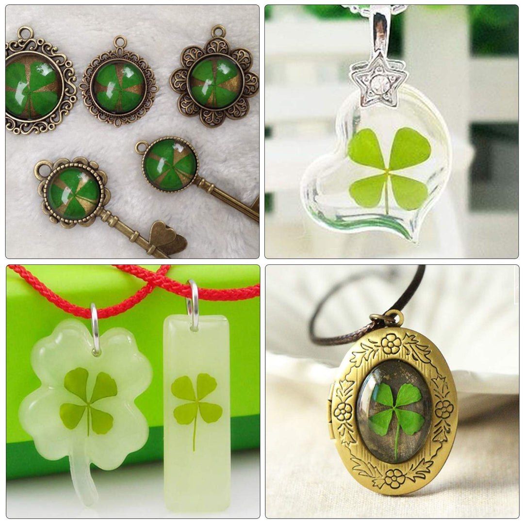 KKC 24 Pcs Four-Leaf Clover Natural Pressed Dried Leaves Real Leaf Plant for DIY Jewelry Art Craft