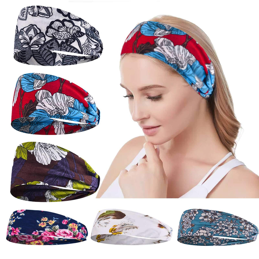 Headbands for Women Elastic Twisted Criss Cross Hair Bands Non Slip Soft Turban Head Wraps Vintage Hair Accessories Match Casual Outfits and Dress (6 Pack) (Color-8)