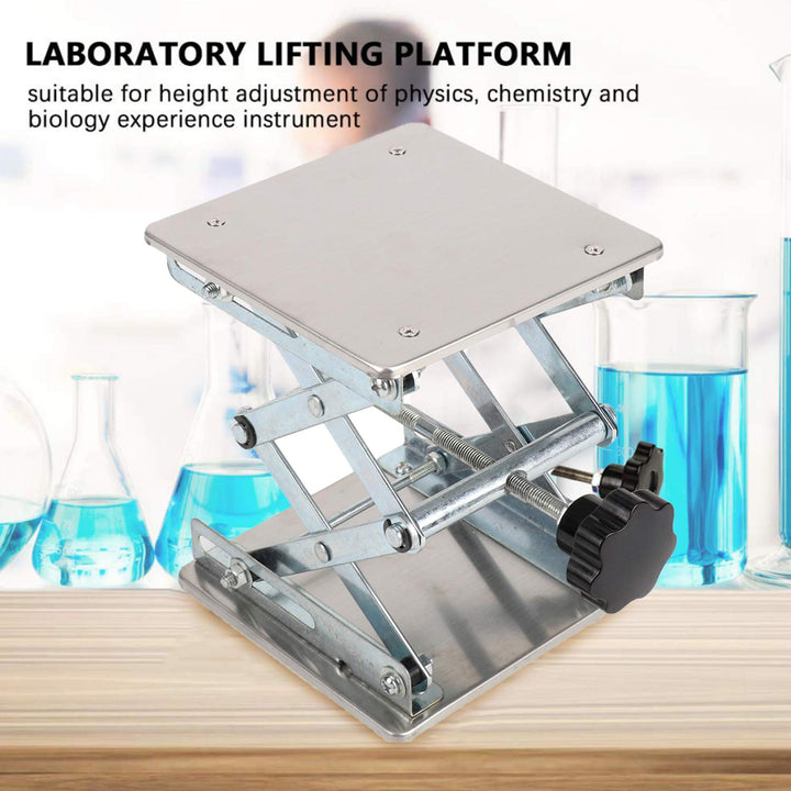 8 x 8 Lab Scissor Jack, 200mm Stainless Steel Laboratory Lifting Platform Lab Lift Table Lab Jack Stand Rack Scissor Lab-Lift Lifter, Height Range from 85mm to 280mm Load Capacity 15Kg/33lbs