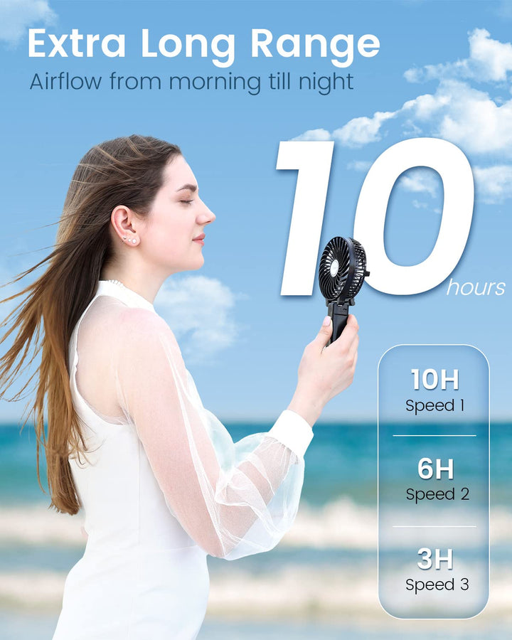Mini Handheld Fan, Portable Fan Small USB Desk Fan Personal Hand Fan 3 Speed 10H Working Hours Rechargeable Battery Cooling Folding Fan for Travel Outdoor Office Household