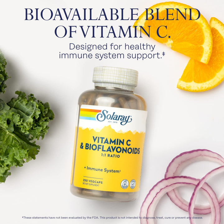 Vitamin C 500mg with Citrus Bioflavonoids, 1:1 Ratio - Antioxidant and Immune Support Supplement - Vitamin C with Rose HIPS and Acerola, Vegan, 60-Day Guarantee, 125 Servings, 250 VegCaps