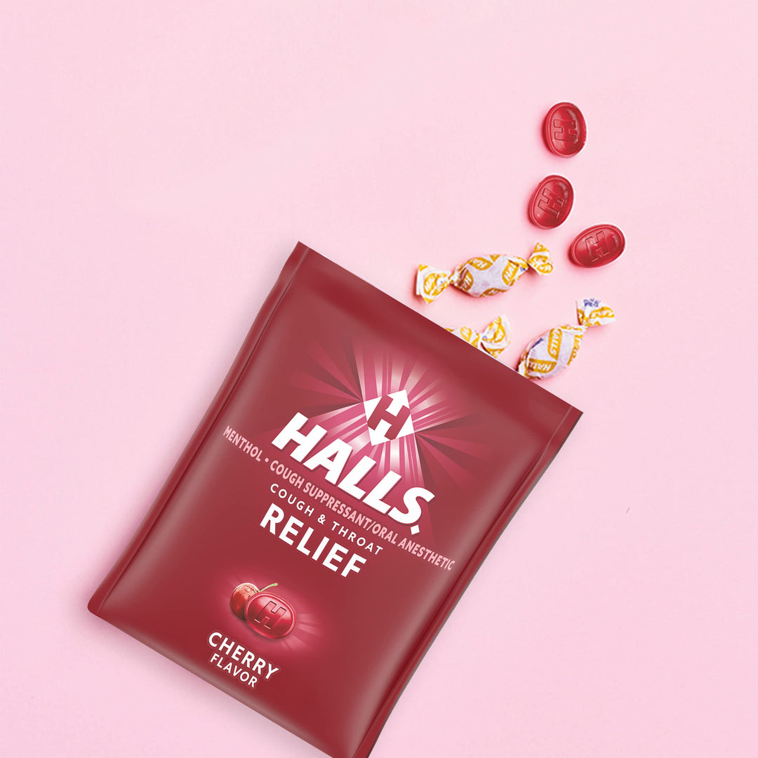 Halls Triple Action Cherry Drops- 80 ct