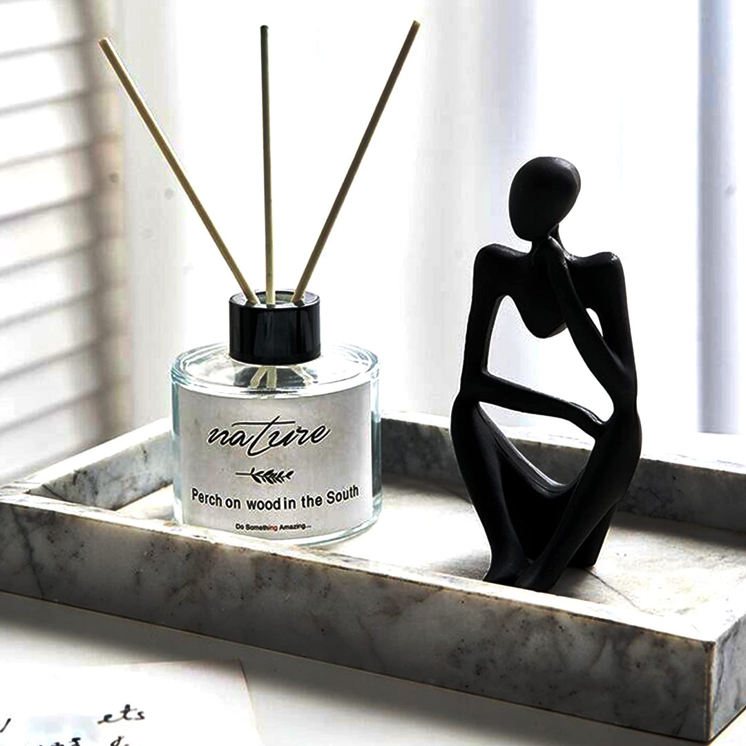 3 Piece Thinker Statue Set Mini Abstract Resin Thinker Statue for Modern Home or Office Creative Home Decor (Black)