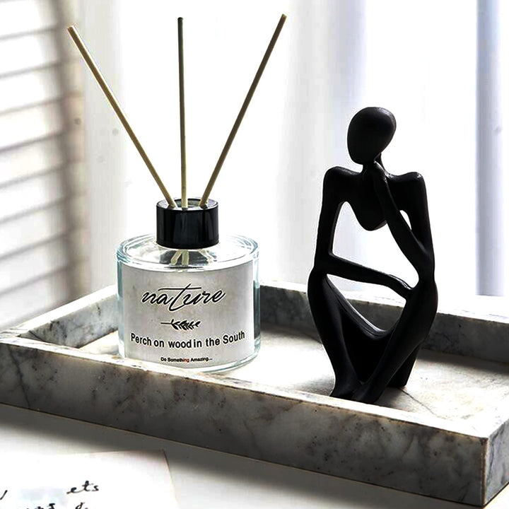 3 Piece Thinker Statue Set Mini Abstract Resin Thinker Statue for Modern Home or Office Creative Home Decor (Black)