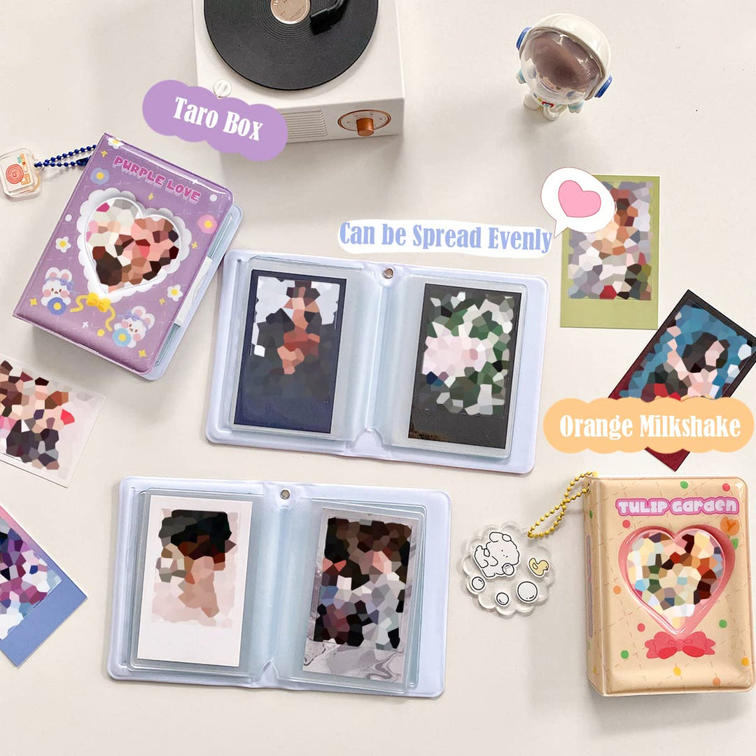 3 Inch Kpop Photocard Holder Book, Mini Photocard Binder with 40 Pockets, Cute Photo Album with Love Heart Hollow, Photocard Id Holder (XCSN-Black)