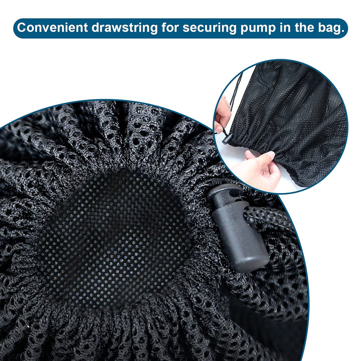 Large Pump Barrier Bag, 17.8x 17.8 Pond Pump Filter Bag, Black Drawstring Pump Mesh Bag for Pond Biological Filters