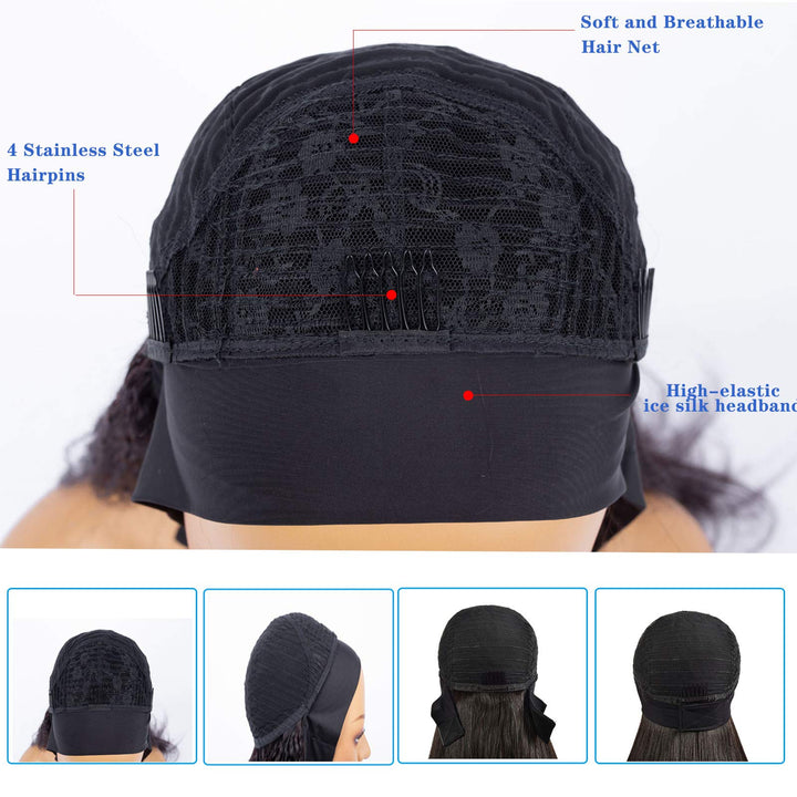 Kinky Straight Headband Wig Human Hair 150% Density Headband Wig Natural Black Kinky Straight Headband Wig 12inch Brazilian Virgin Human Hair Headband Wig Glueless Headband Wig Human Hair