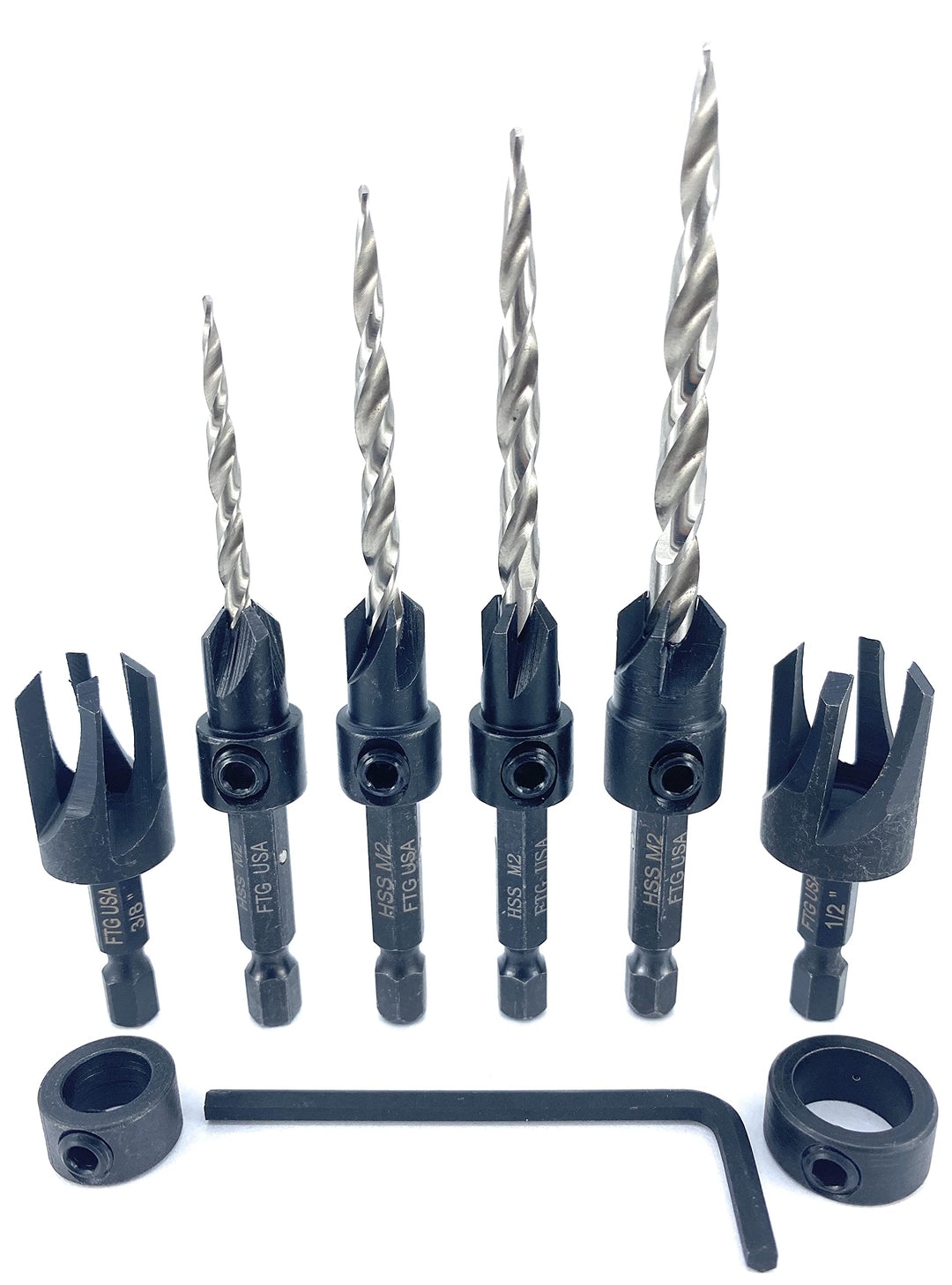 Adjustable Wood Countersink Drill Bit Set #6#8#10#12 with Tapered Drill Bits for Woodworking