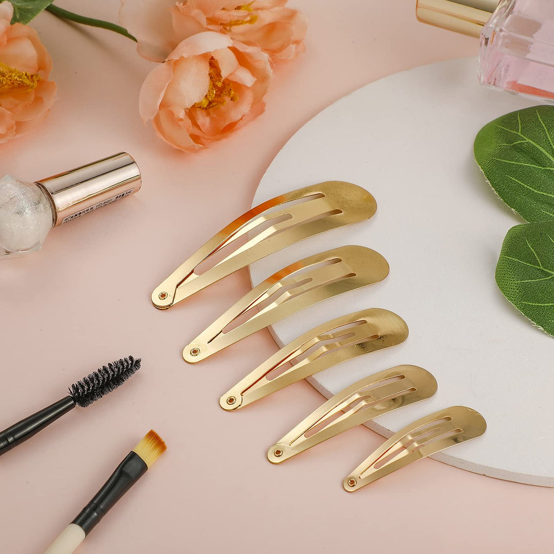 40 Pieces Large Metal Snap Hair Clips Non-slip Hair Barrettes Snap Hair Barrettes Hairpins for Girls Women Hair Accessories, 3.5 Inch, 3.1 Inch, 2.8 Inch, 2.4 Inch, 2 Inch, Multiple Sizes (Golden)
