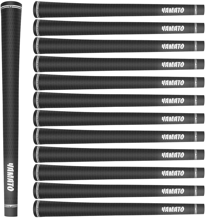 YAMATO Black Nature Rubber Golf Grips Set Packed with 13 Piece Mid Size Golf irons Grips,All Weather Golf Grip