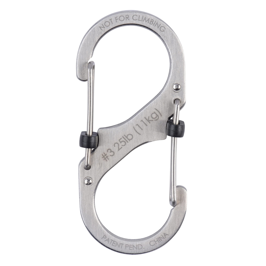 Size-3 S-Biner SlideLock Dual Carabiner, Locking Gates, Stainless Steel
