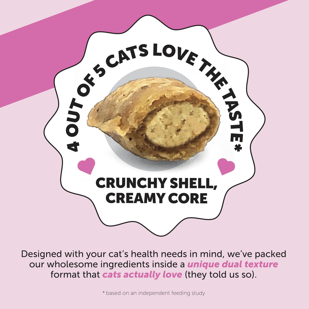 Cat Multivitamin Crunchy & Creamy Chews - Cat Treats for Health + Immune, Joint Support, Skin & Coat, & Digestion - Vitamins with Omega 3s, Lysine & Probiotics (30 Day Supply)