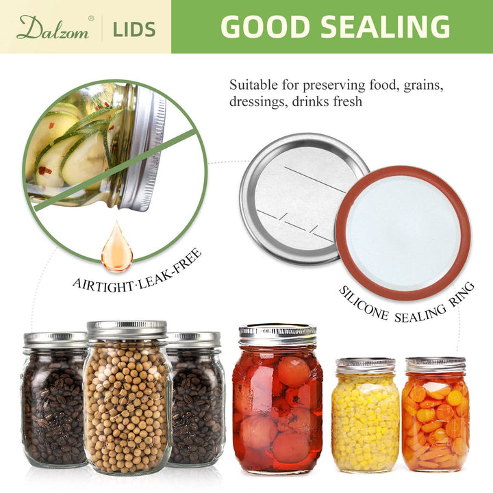 ® 48Pcs Canning Lids with Rings Regular Mouth, Premium Mason Jar Lids with Bands/Rings for Regular Mouth Ball, Kerr Jars - Food Grade Material, 100% Fit &amp; Airtight for Regular Mouth Mason Jars