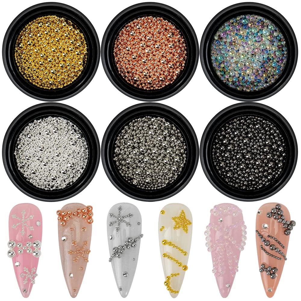 6 boxes of mixed nail rhinestone beads nail art steel beads professional nail decoration crystal rhinestones for nail nails nail art