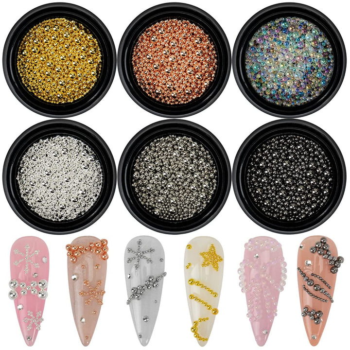 6 boxes of mixed nail rhinestone beads nail art steel beads professional nail decoration crystal rhinestones for nail nails nail art