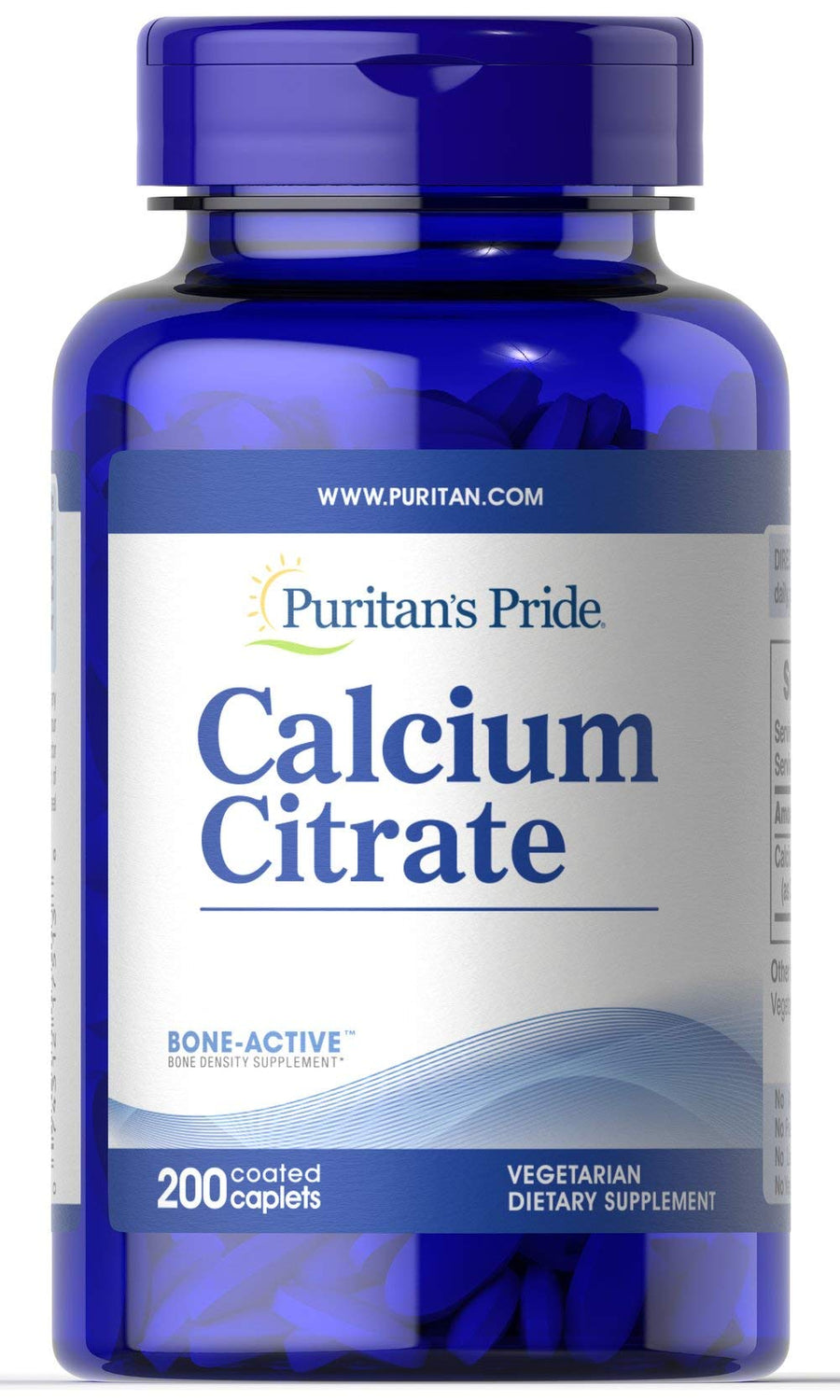 Calcium Citrate 200 Mg per Coated Caplet, White, 200 Count